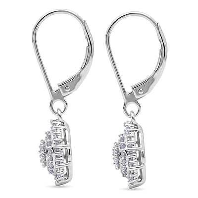 D'Joy Diamond 0.50 ctw Ballerina Celestial Crown Earrings in Rhodium Over Sterling Silver