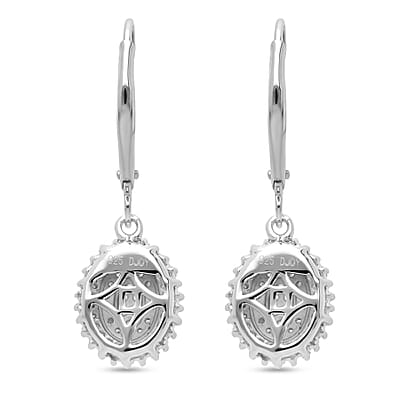 D'Joy Diamond 0.50 ctw Ballerina Celestial Crown Earrings in Rhodium Over Sterling Silver