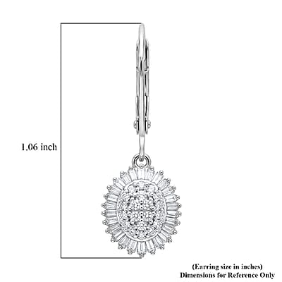 D'Joy Diamond 0.50 ctw Ballerina Celestial Crown Earrings in Rhodium Over Sterling Silver