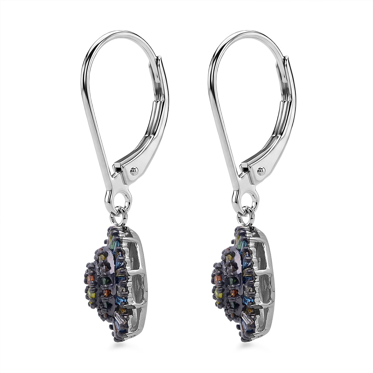 D'Joy Multi Diamond 0.50 ctw Earrings in Rhodium Over Sterling Silver image number 3