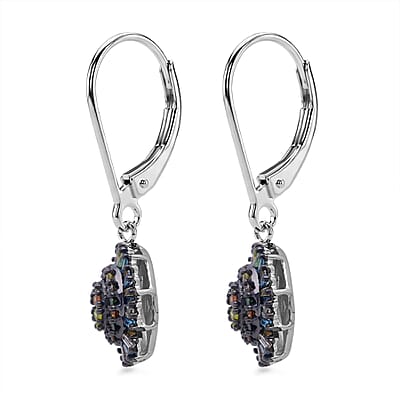 D'Joy Multi Diamond 0.50 ctw Ballerina Celestial Crown Earrings in Rhodium Over Sterling Silver