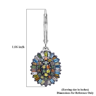 D'Joy Multi Diamond 0.50 ctw Ballerina Celestial Crown Earrings in Rhodium Over Sterling Silver