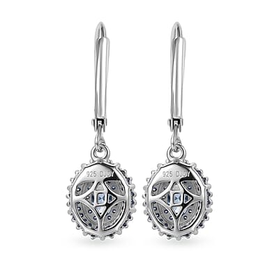 D'Joy Blue Diamond 0.50 ctw Ballerina Celestial Crown Earrings in Rhodium Over Sterling Silver