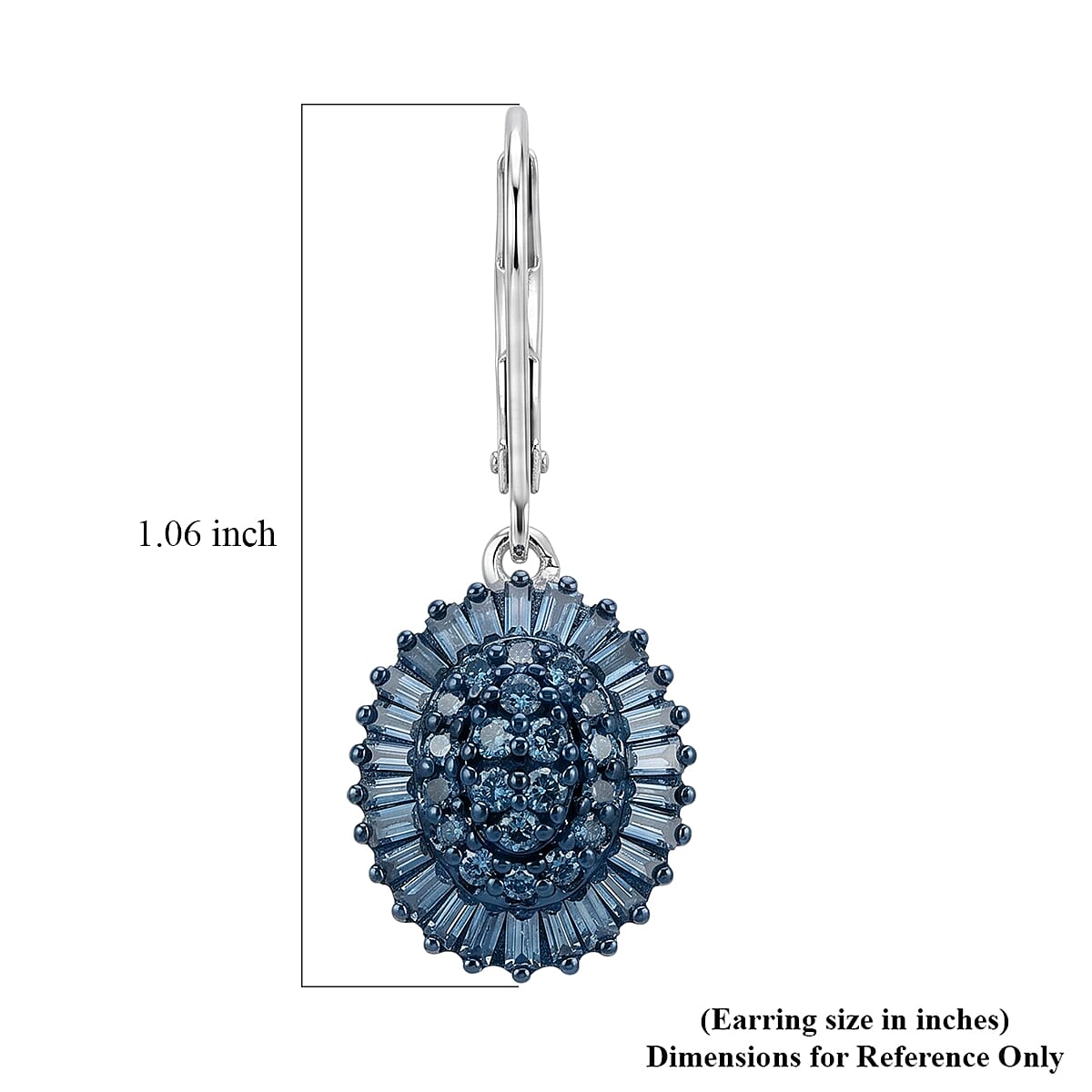 D'Joy Blue Diamond 0.50 ctw Ballerina Celestial Crown Earrings in Rhodium Over Sterling Silver