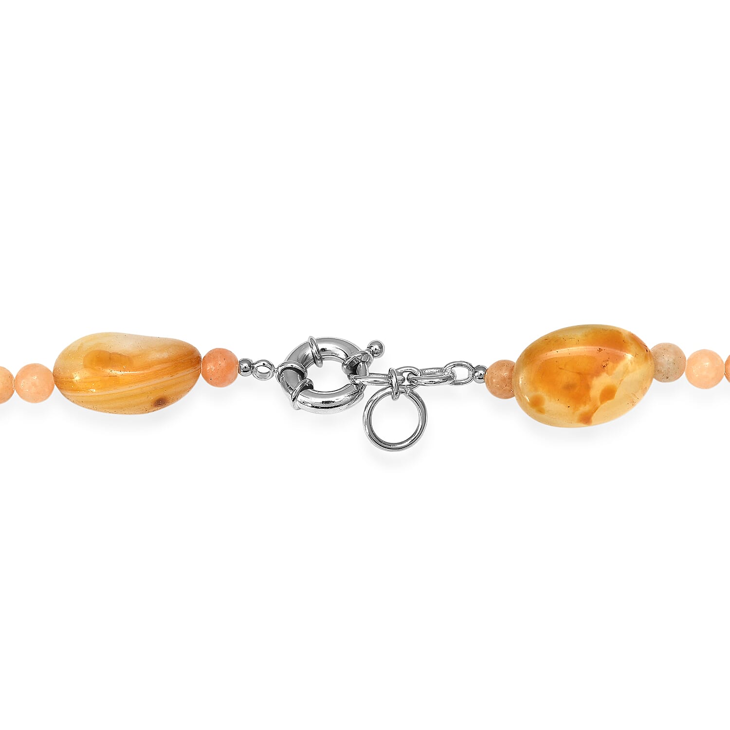 EverTrue Yellow Calcite Tumble and Yellow Agate 510.00 ctw Beaded Necklace (20 Inches) in Platinum Bond