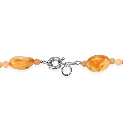 EverTrue Yellow Calcite Tumble and Yellow Agate 510.00 ctw Beaded Necklace (20 Inches) in Platinum Bond