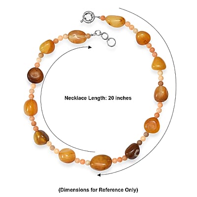 EverTrue Yellow Calcite Tumble and Yellow Agate 510.00 ctw Beaded Necklace (20 Inches) in Platinum Bond