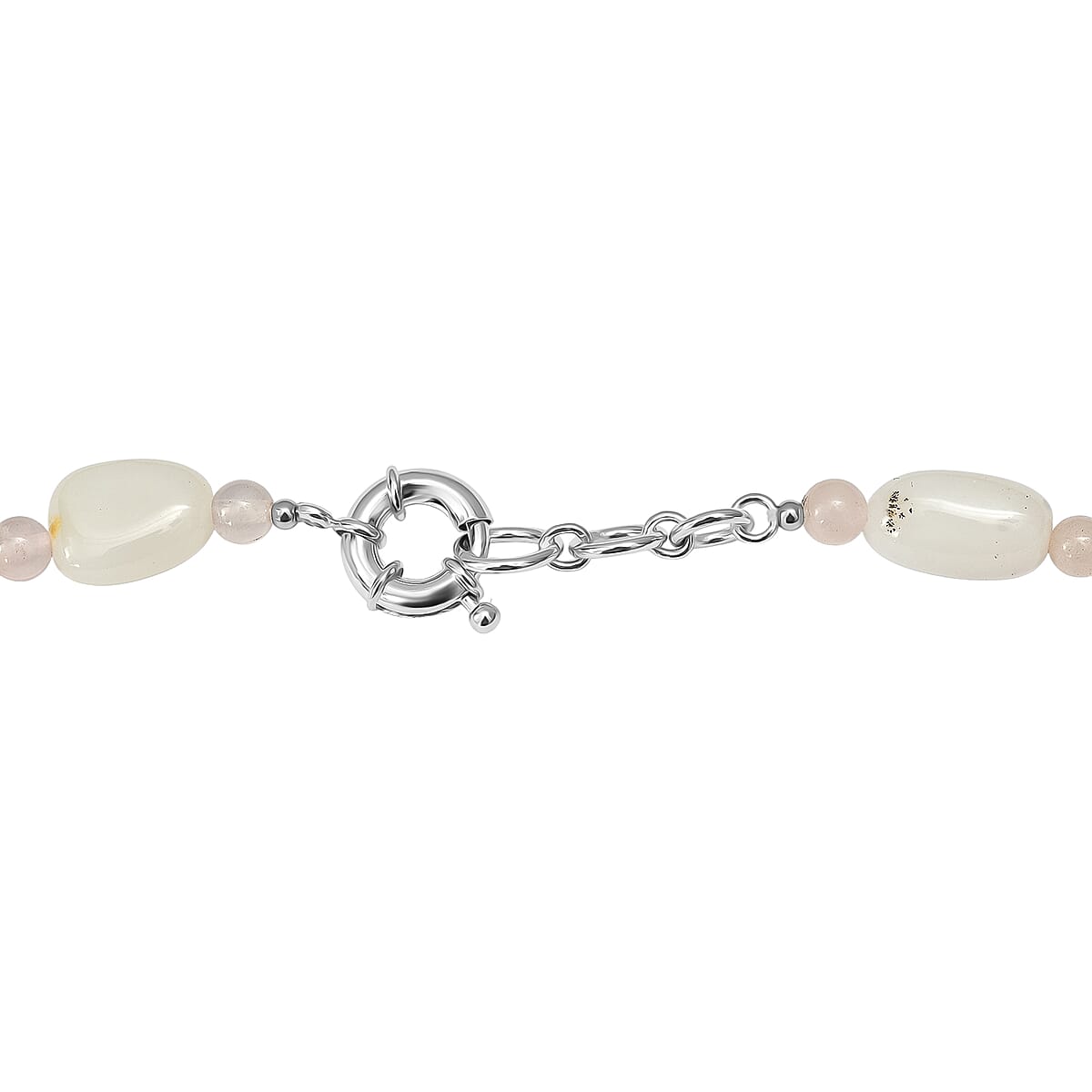 EverTrue White Opal Tumble and Galilea Rose Quartz 360.00 ctw Beaded Necklace (20 Inche) in Platinum Bond image number 4