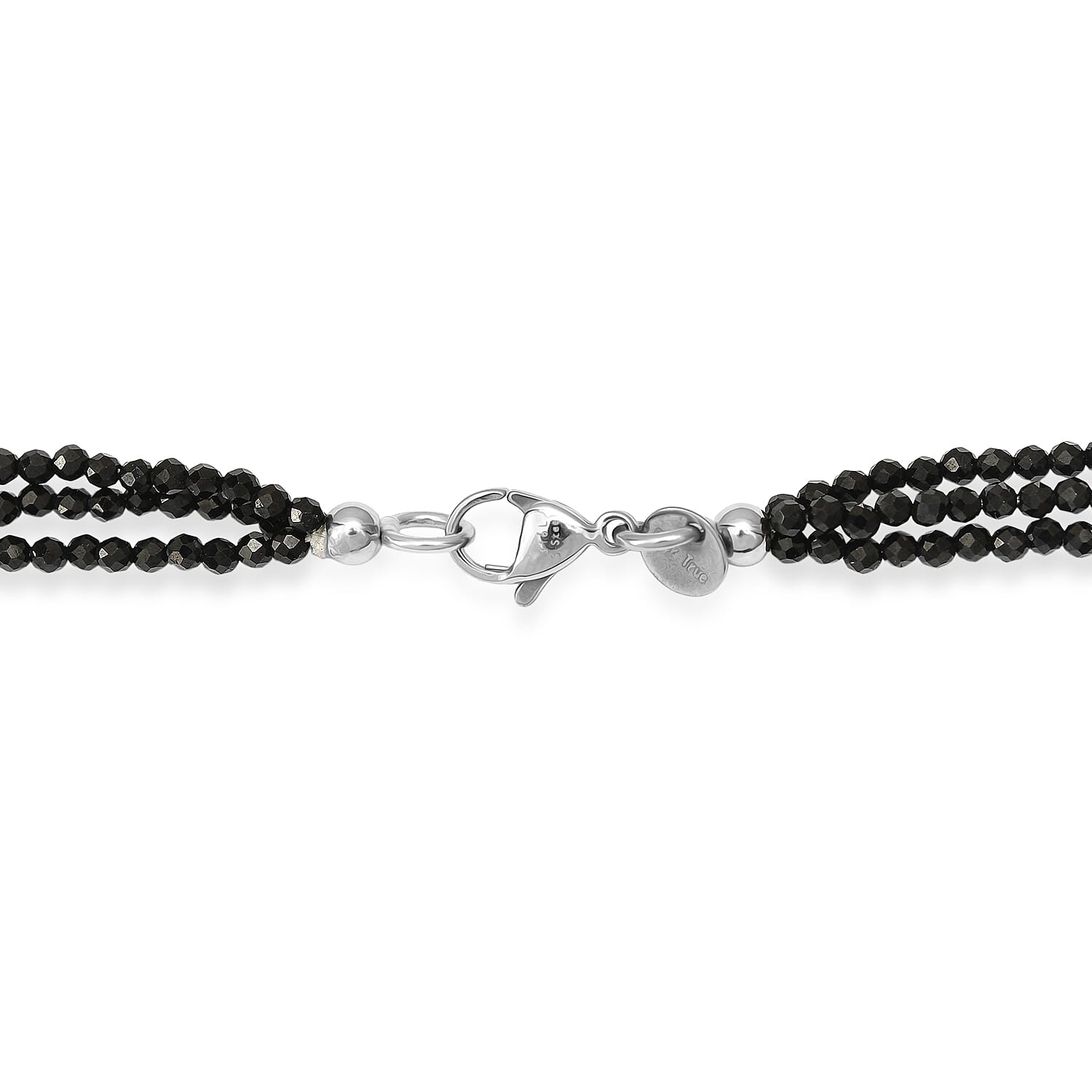 EverTrue Thai Black Spinel Beaded 70.00 ctw and Freshwater Pearl 3 Layered Necklace (20 Inches) in Stainless Steel