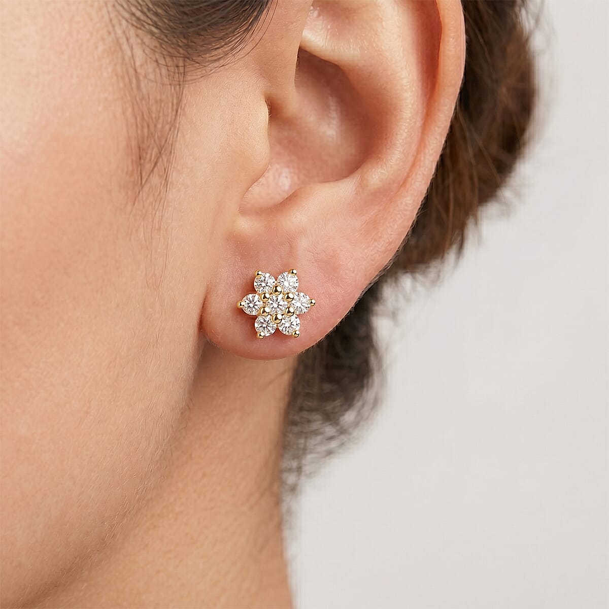 Luxuriant Lab Grown Diamond G-H SI 0.20 ctw Earrings in 14K Yellow Gold Over Sterling Silver image number 2