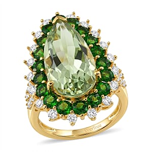 TLV EverTrue Montezuma Prasiolite, Multi Gemstone Ring in 18K YG Plated (Size 8.0) 11.15 ctw