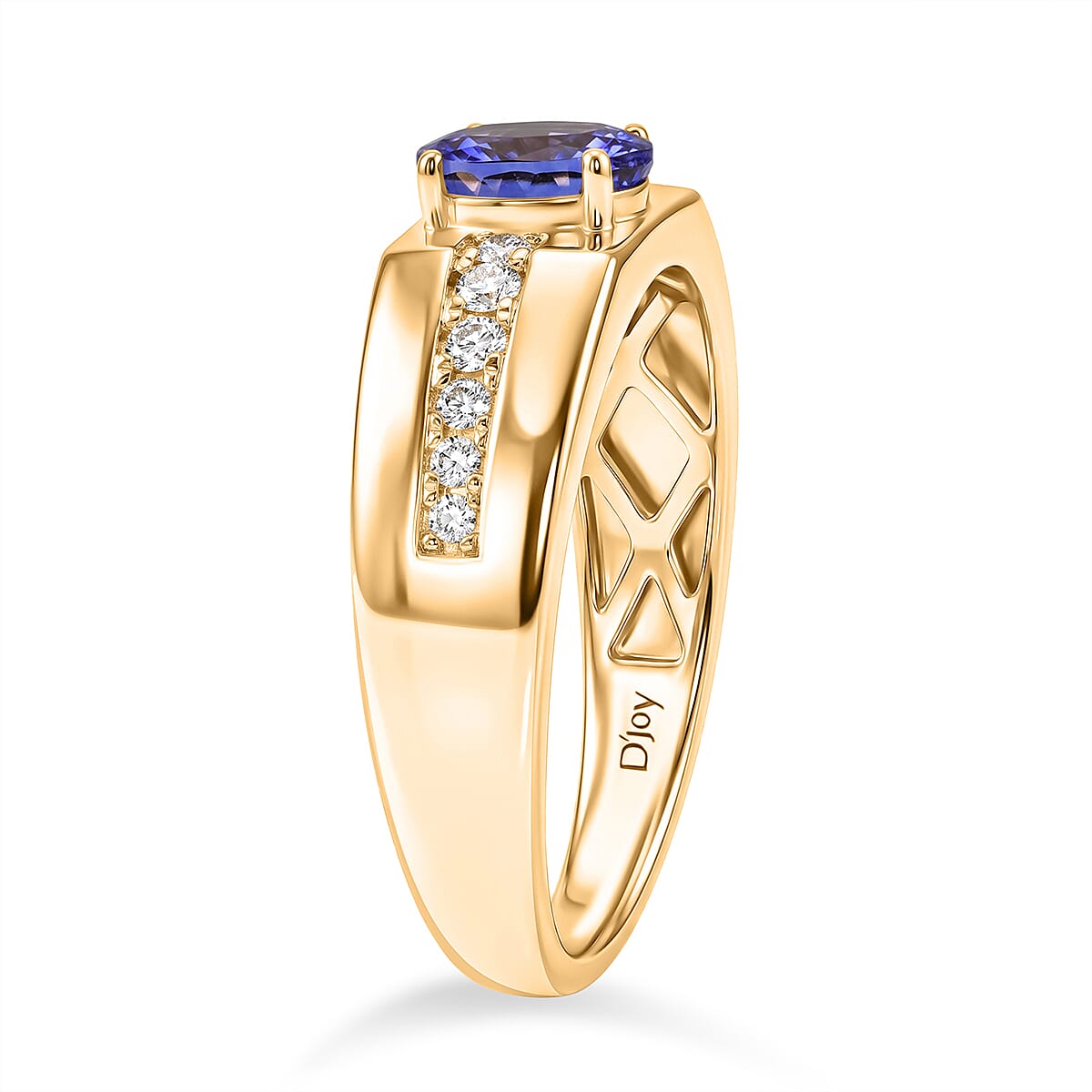 Premium Tanzanite and Luxuriant Lab Grown Diamond G-H SI 1.30 ctw Men's Ring in 18K Vermeil Yellow Gold Over Sterling Silver (Size 10.0)