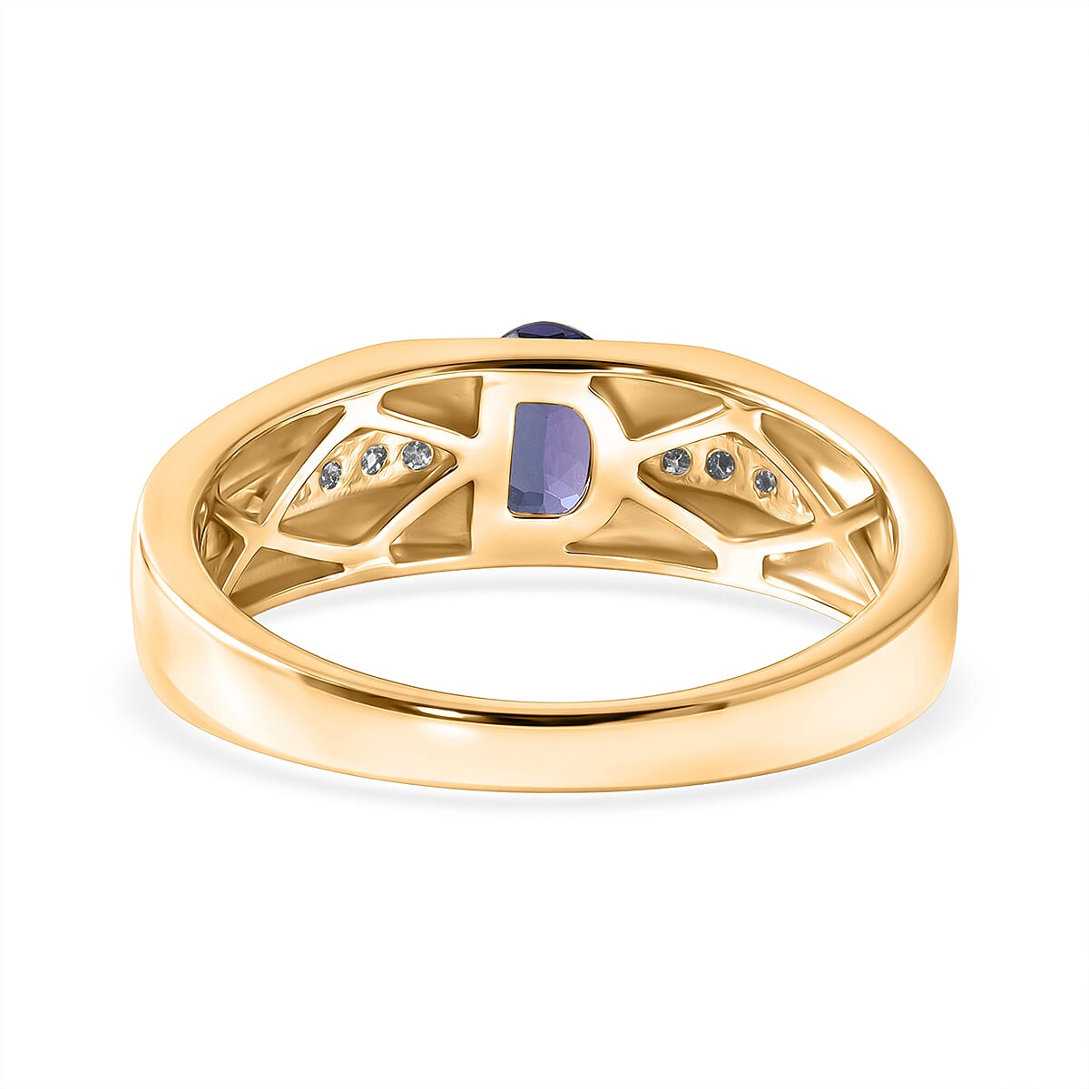 Premium Tanzanite and Luxuriant Lab Grown Diamond G-H SI 1.30 ctw Men's Ring in 18K Vermeil Yellow Gold Over Sterling Silver (Size 10.0)