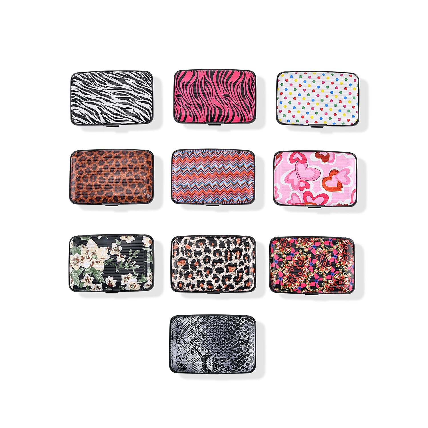 Livmore Multi Color Animal Print Set of 10pcs Card Holder Set with RFID Protection