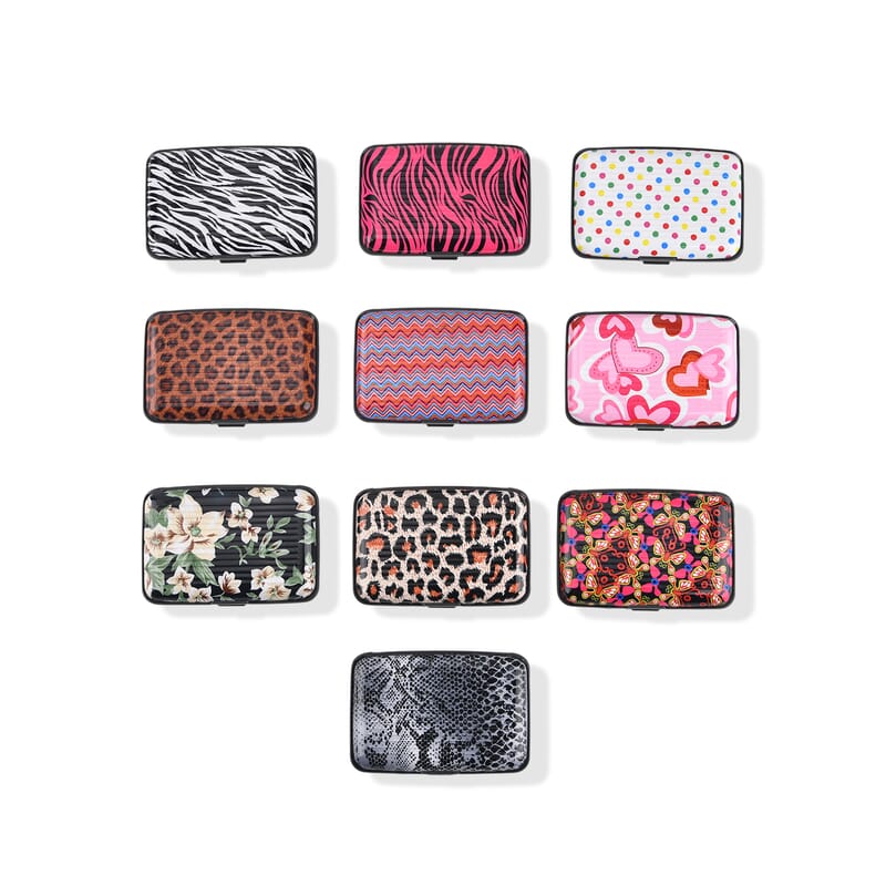 Livmore Multi Color Animal Print Set of 10pcs Card Holder Set with RFID Protection