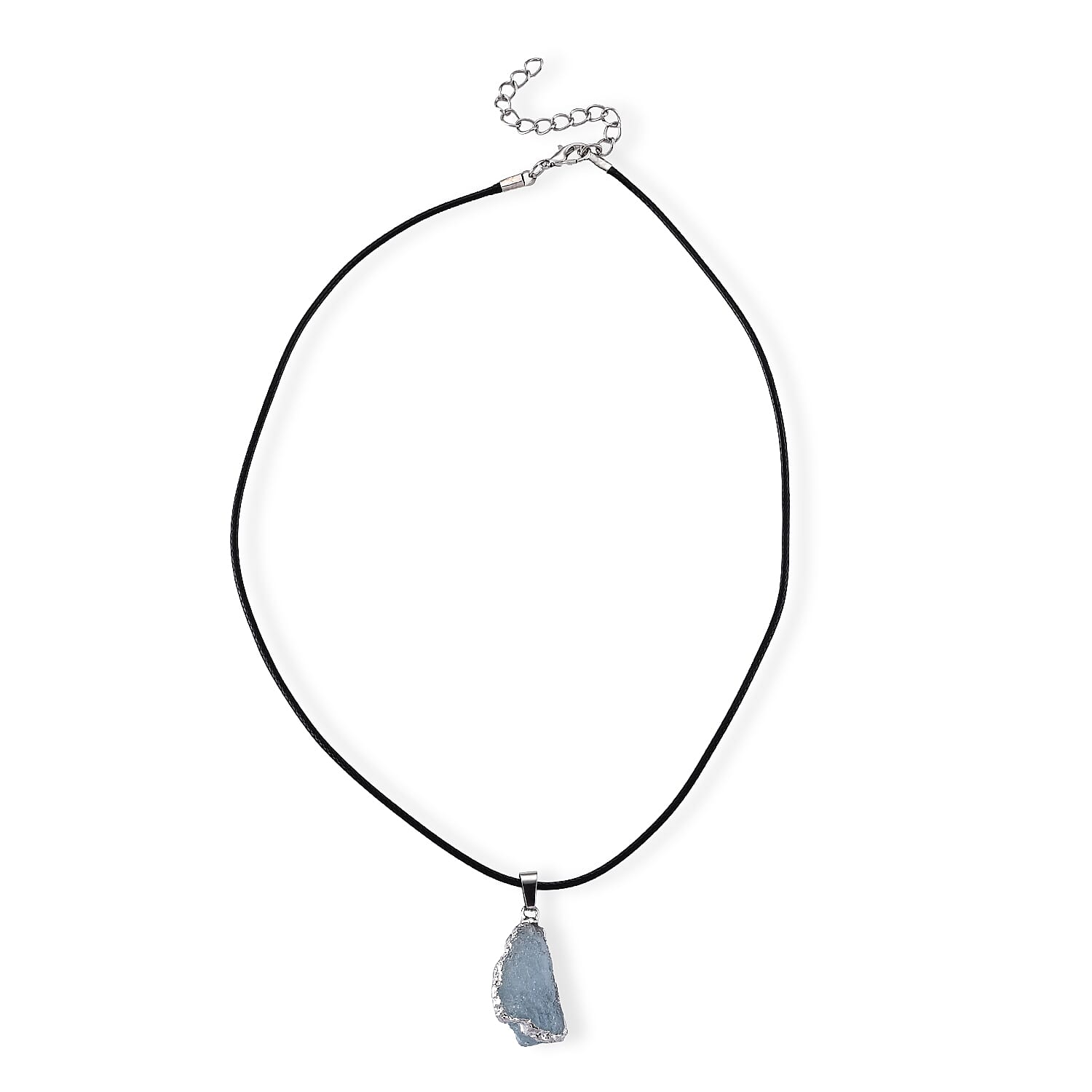 Aquamarine 15.00 ctw Pendant in Silvertone with Wax Cord Necklace (18-20 Inches)