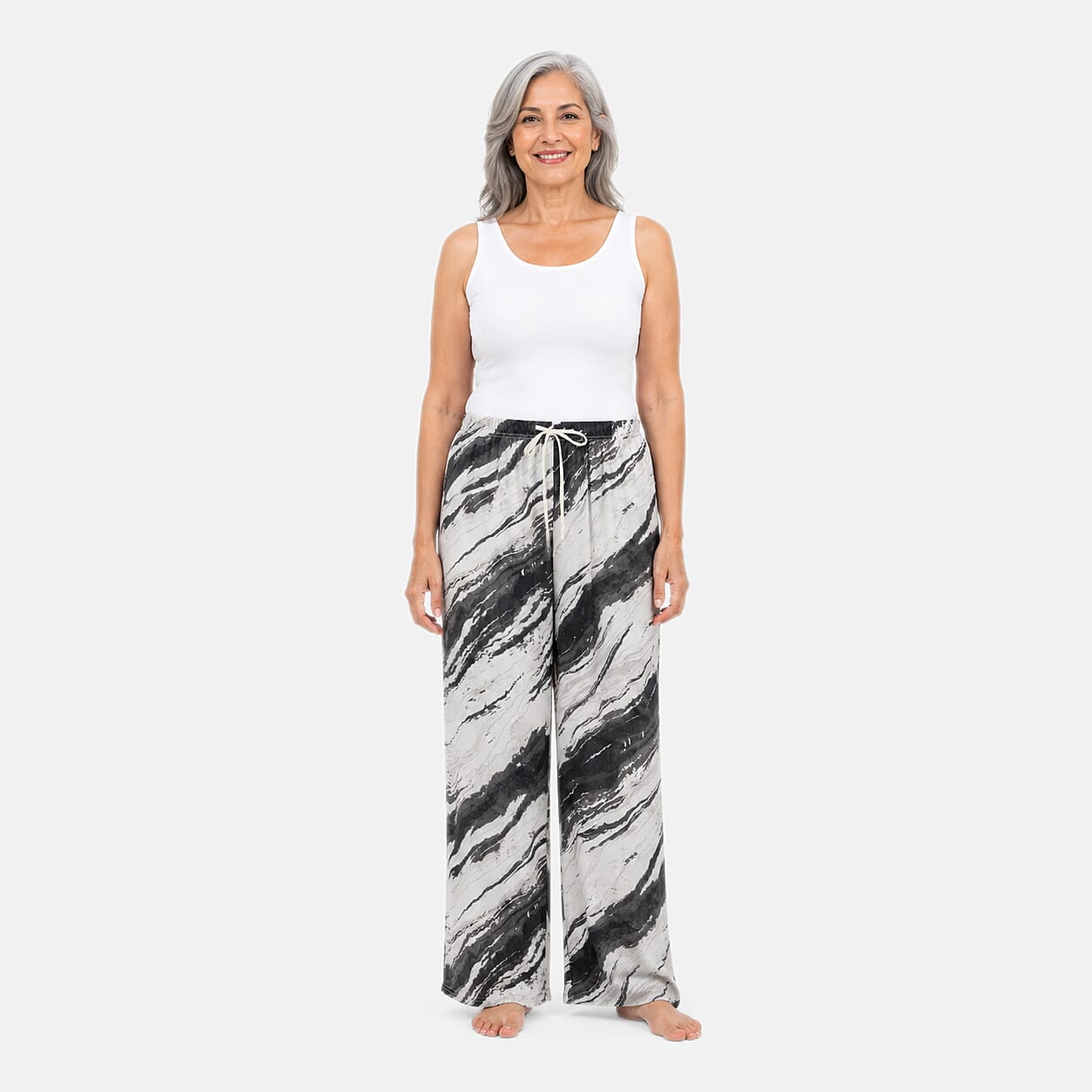 La Marey - Set of 2 pcs Pajama Pants, 1pc Printed and 1pc Ombre Dyeing - Black - One Size Fits Most