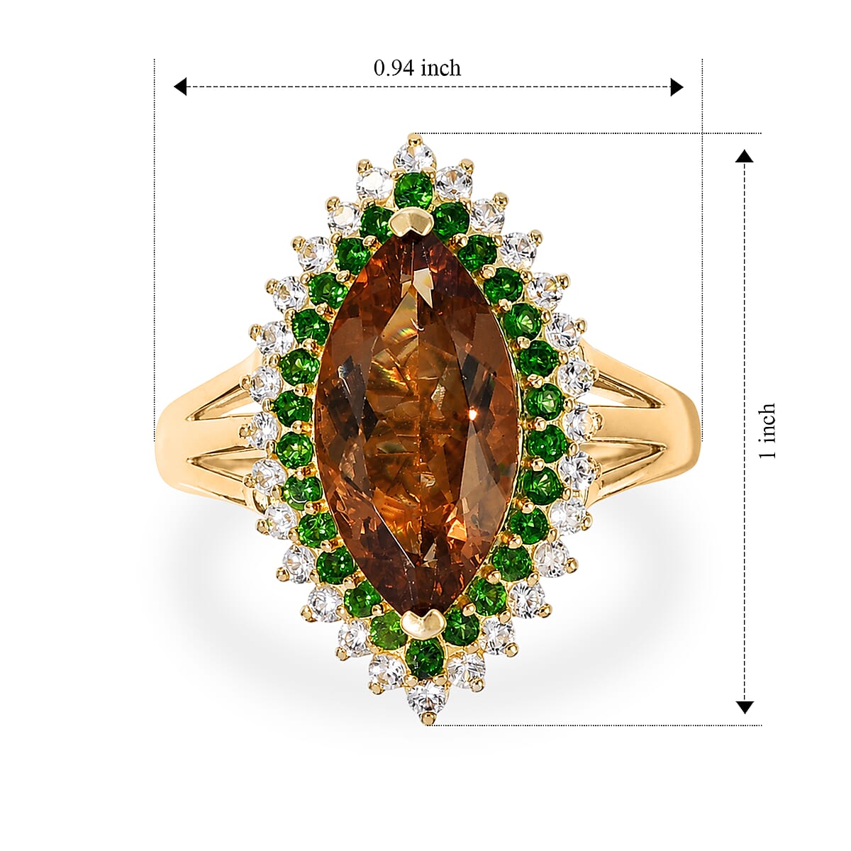 EverTrue Autumn Alexite and Multi Gemstone 5.00 ctw Radiant Forest Flame Ring in 18K YG Plated (Size 8.0) (Ships in 5-7 Days) image number 3