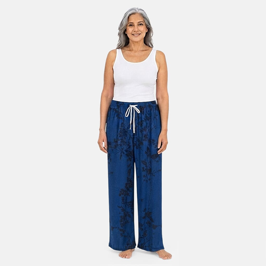 La Marey Dark Blue 1pc Printed and 1pc Ombre Dyeing 2pcs Pajama Pants - One Size Fits Most