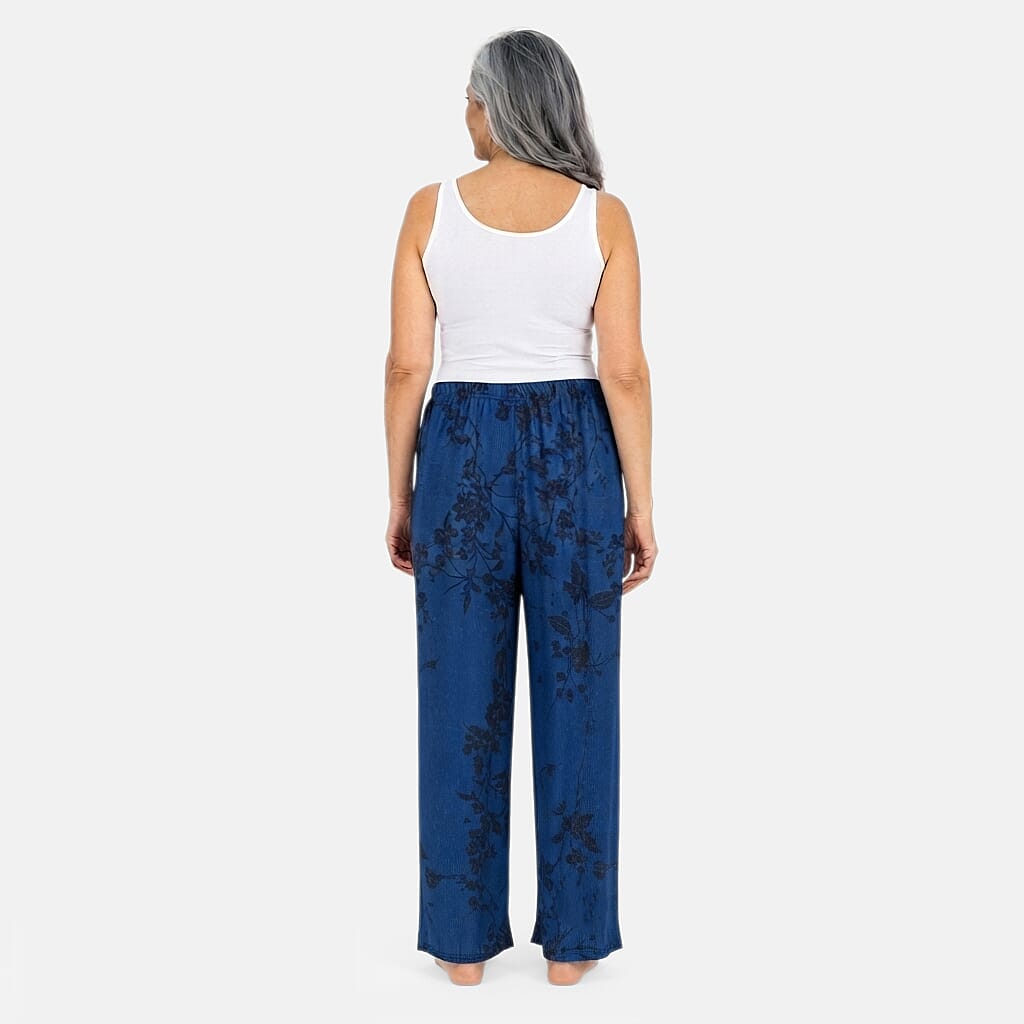 La Marey Dark Blue 1pc Printed and 1pc Ombre Dyeing 2pcs Pajama Pants - One Size Fits Most