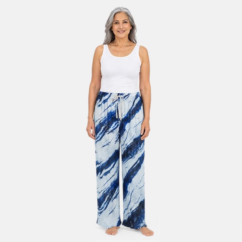 La Marey Dark Blue 1pc Printed and 1pc Ombre Dyeing 2pcs Pajama Pants - One Size Fits Most
