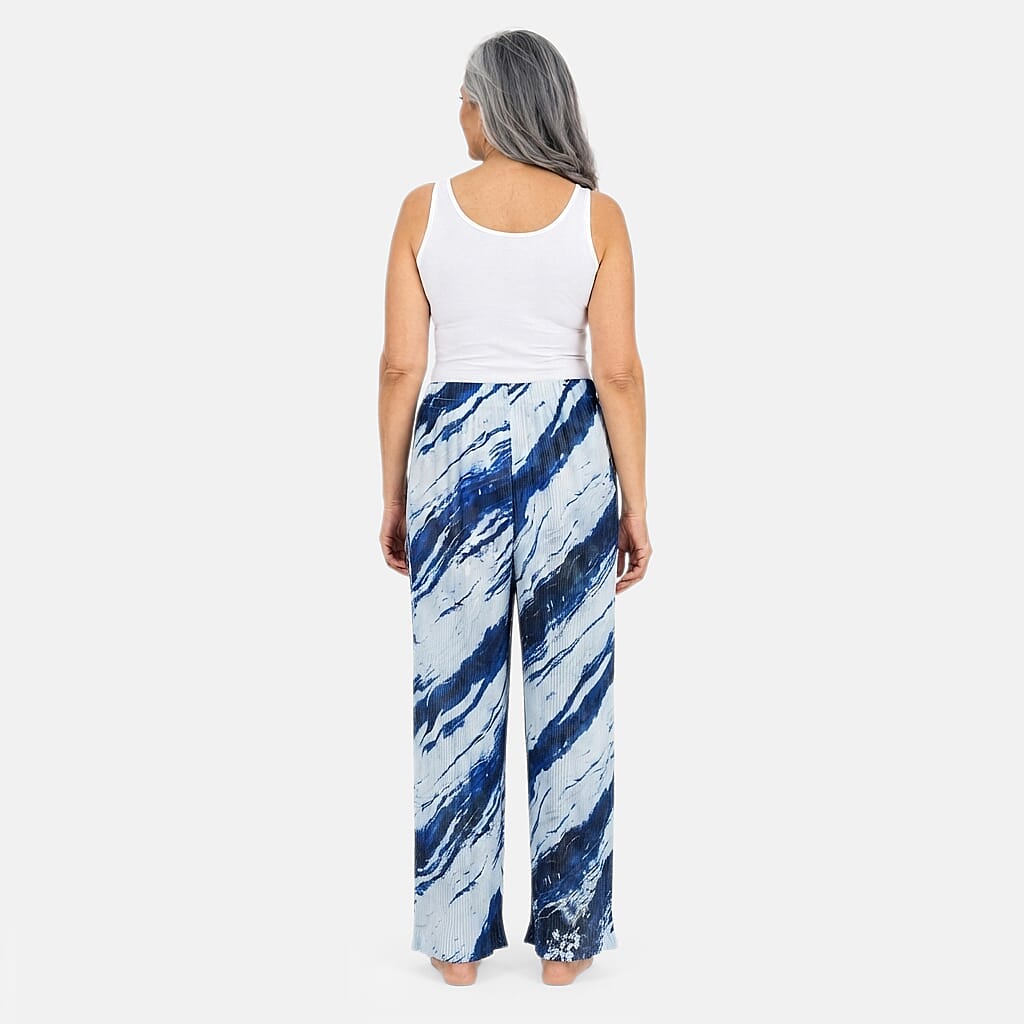 La Marey Dark Blue 1pc Printed and 1pc Ombre Dyeing 2pcs Pajama Pants - One Size Fits Most