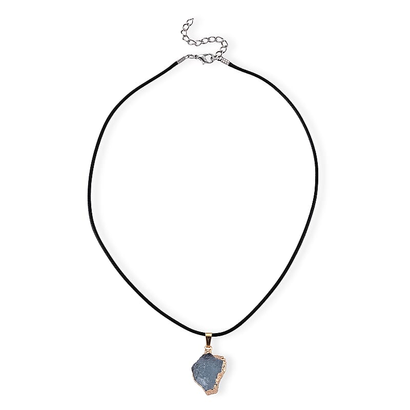 Aquamarine 15.00 ctw Pendant in Goldtone with Wax Cord Necklace (18-20 Inches)