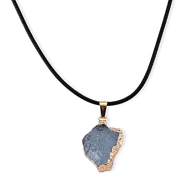 Aquamarine 15.00 ctw Pendant in Goldtone with Wax Cord Necklace (18-20 Inches)