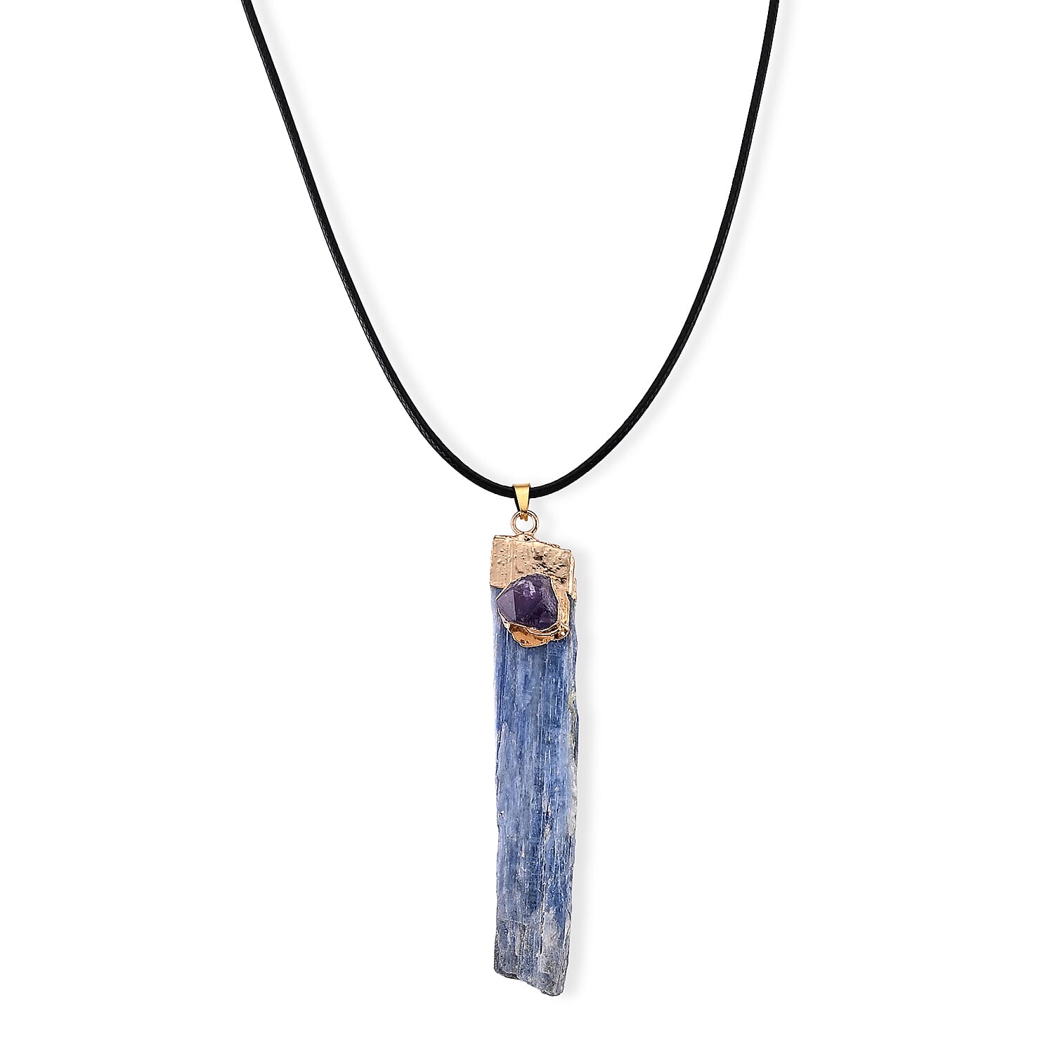 Kyanite 45.00 ctw Pendant in Goldtone with Wax Cord Necklace (18-20 Inches)