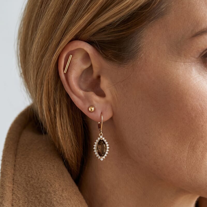 EverTrue Autumn Alexite and White Zircon 4.50 ctw Radiant Forest Flame Earring in 18K YG Plated