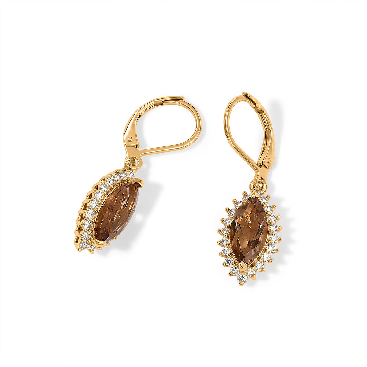EverTrue Autumn Alexite and White Zircon 4.50 ctw Radiant Forest Flame Earring in 18K YG Plated image number 3