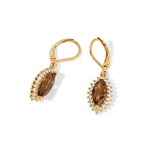 EverTrue Autumn Alexite and White Zircon 4.50 ctw Radiant Forest Flame Earring in 18K YG Plated