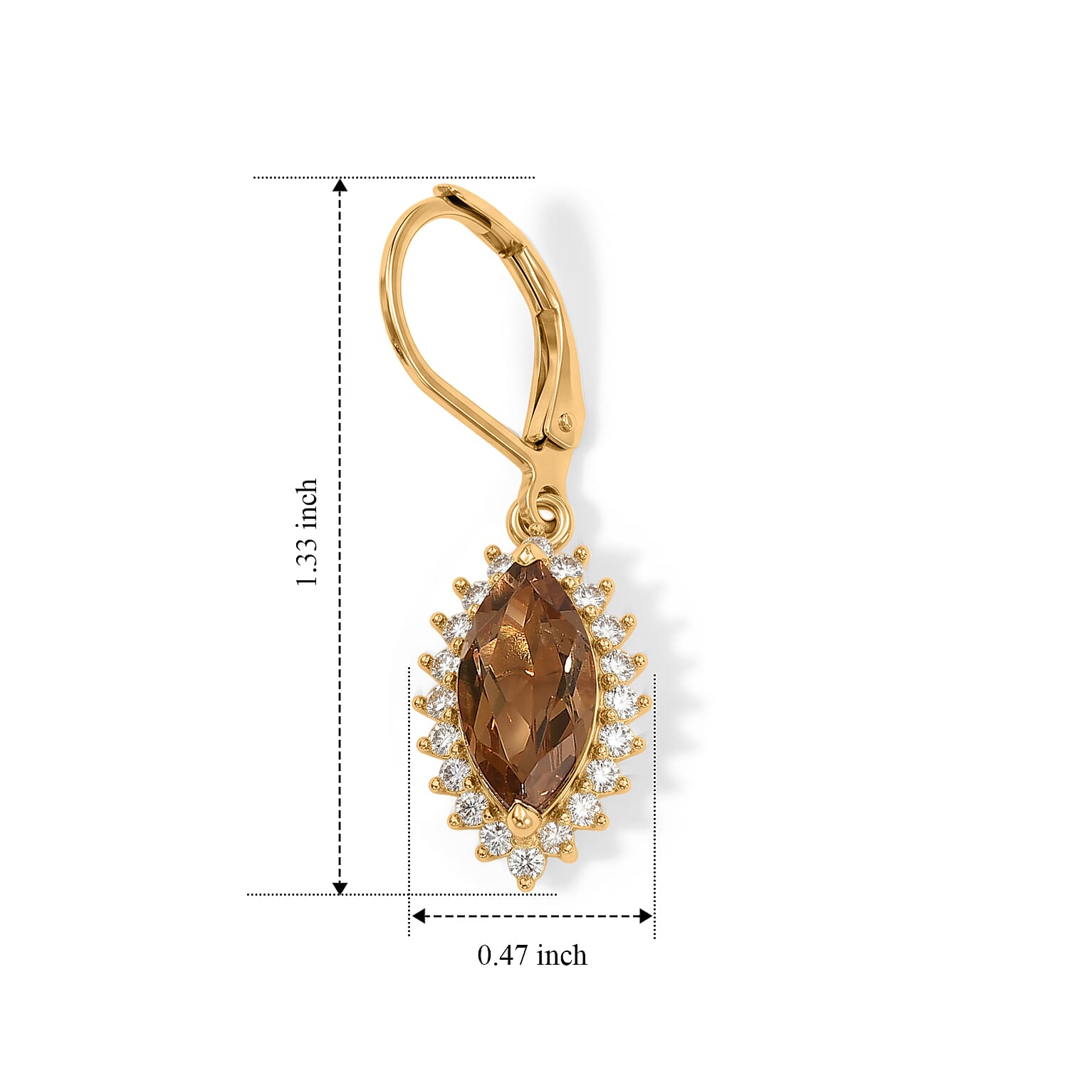 EverTrue Autumn Alexite and White Zircon 4.50 ctw Radiant Forest Flame Earring in 18K YG Plated (Ships in 5-7 Days)