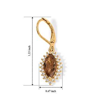 EverTrue Autumn Alexite and White Zircon 4.50 ctw Radiant Forest Flame Earring in 18K YG Plated