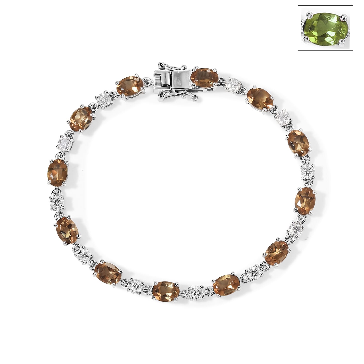 EverTrue Autumn Alexite and Moissanite 10.50 ctw Fireline Bracelet in Platinum Bond (7.25 In)