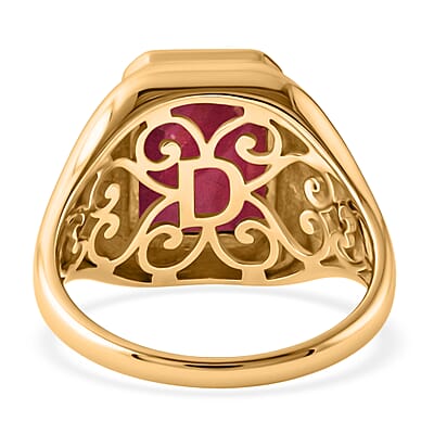 D'Joy Premium Niassa Ruby (FF) 10.50 ctw Men's Ring in 18K Vermeil Rose Gold Over Sterling Silver (Size 10.0)