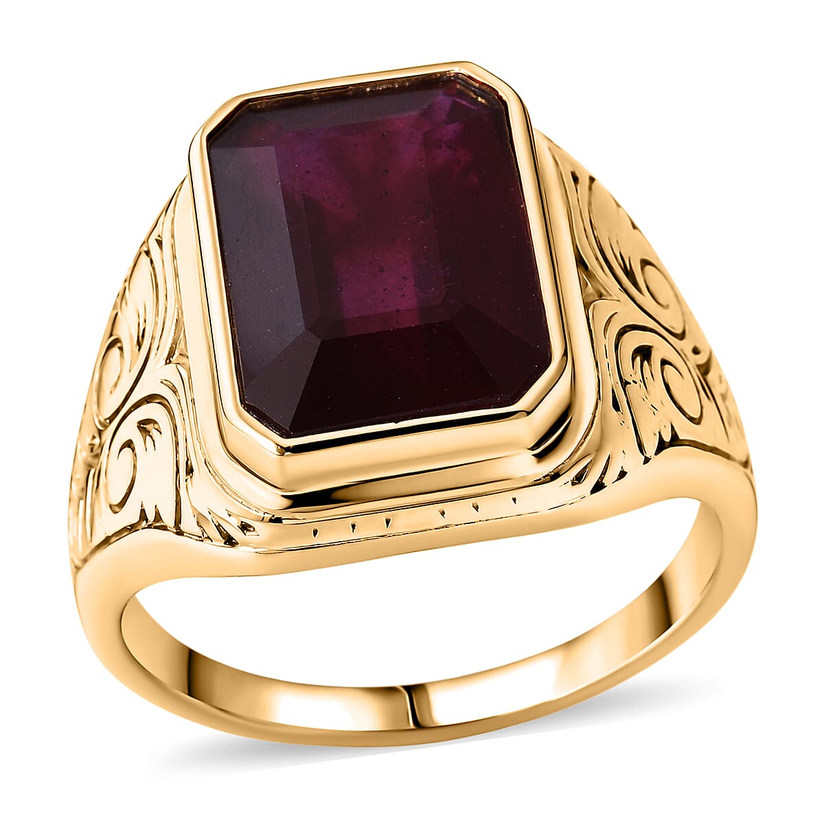 Doorbuster D'Joy Premium Niassa Ruby (FF) 10.50 ctw Men's Ring in 18K Vermeil Rose Gold Over Sterling Silver (Size 12.0)