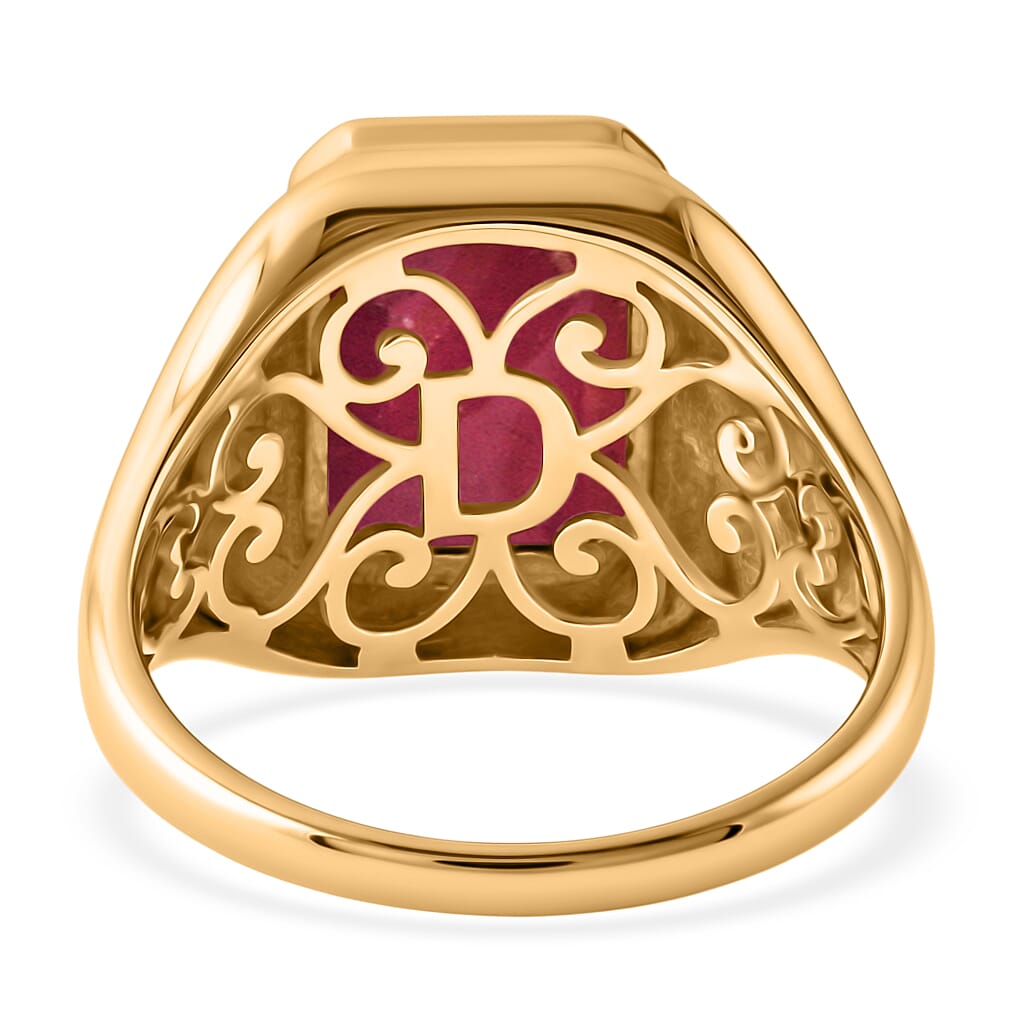 Doorbuster D'Joy Premium Niassa Ruby (FF) 10.50 ctw Men's Ring in 18K Vermeil Rose Gold Over Sterling Silver (Size 12.0)