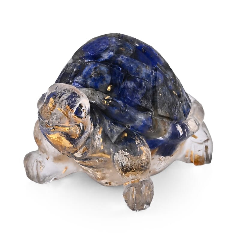 Resin with Lapis Lazuli Turtle Decor 50x30mm 10.00 ctw