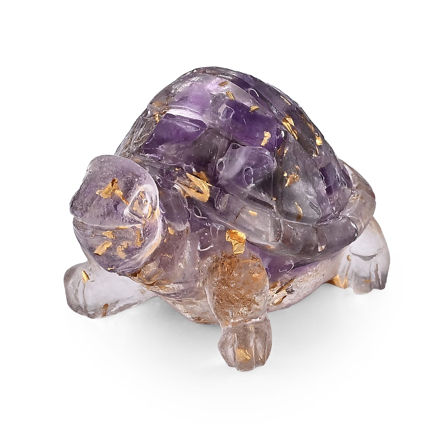 Resin with African Amethyst Turtle Decor 50x30mm 10.00 ctw