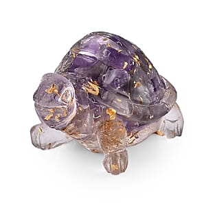 Resin with African Amethyst Turtle Decor 50x30mm 10.00 ctw