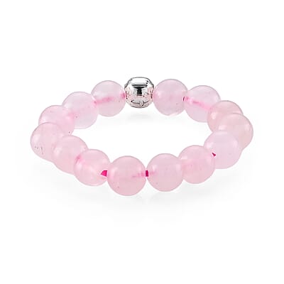 Rose Quartz 15.00 ctw Beaded Ring in Silvertone (Size 6.0)