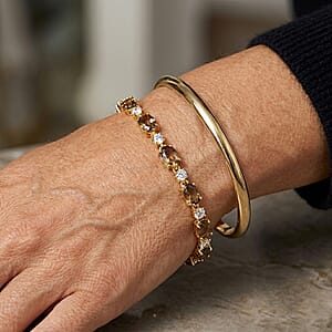 EverTrue Autumn Alexite and Moissanite 10.50 ctw Fireline Bracelet in 18K YG Plated (7.25 In) (Ships in 5-7 Days)