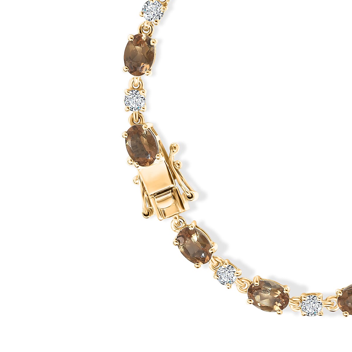 EverTrue Autumn Alexite and Moissanite 10.50 ctw Fireline Bracelet in 18K YG Plated (7.25 In) (Ships in 5-7 Days) image number 3