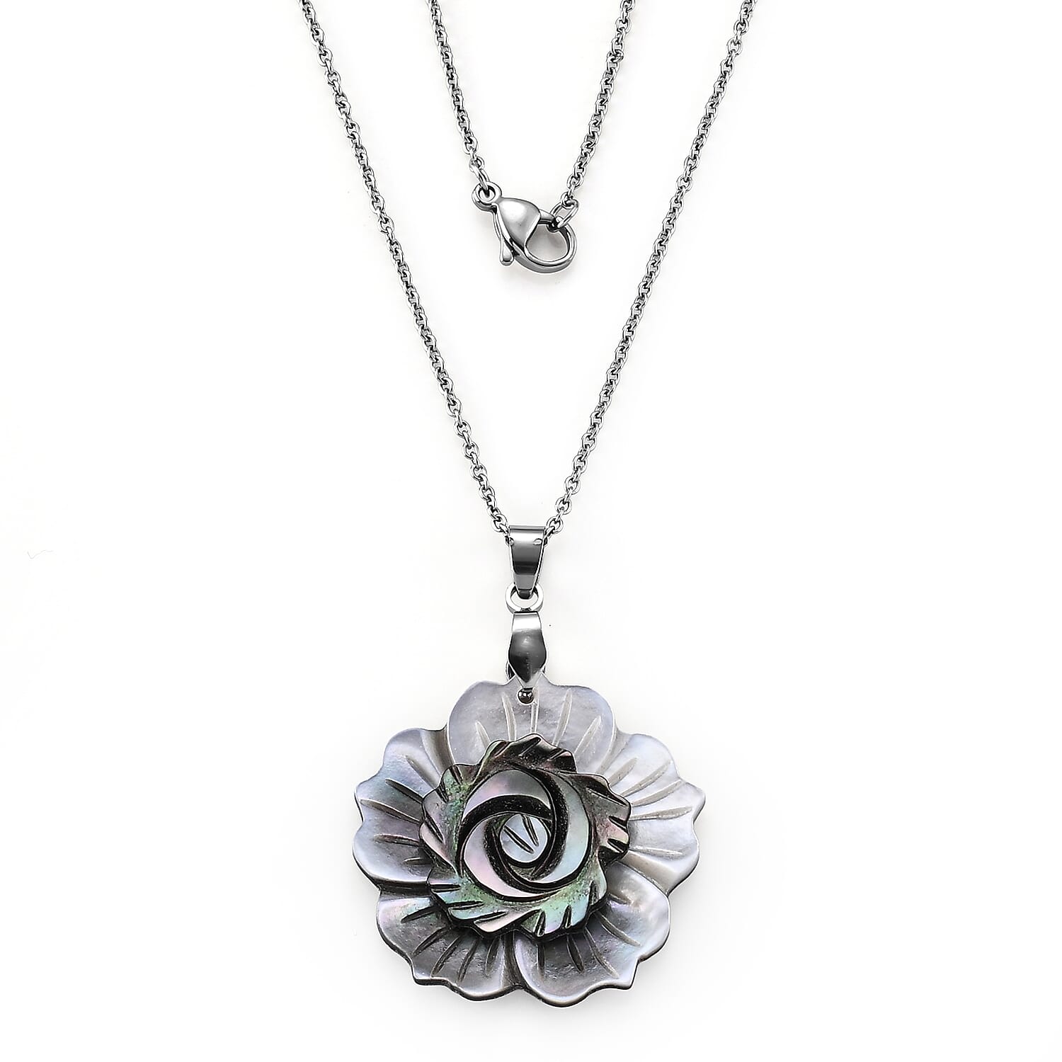 Mother Of Pearl Flower Pendant Necklace