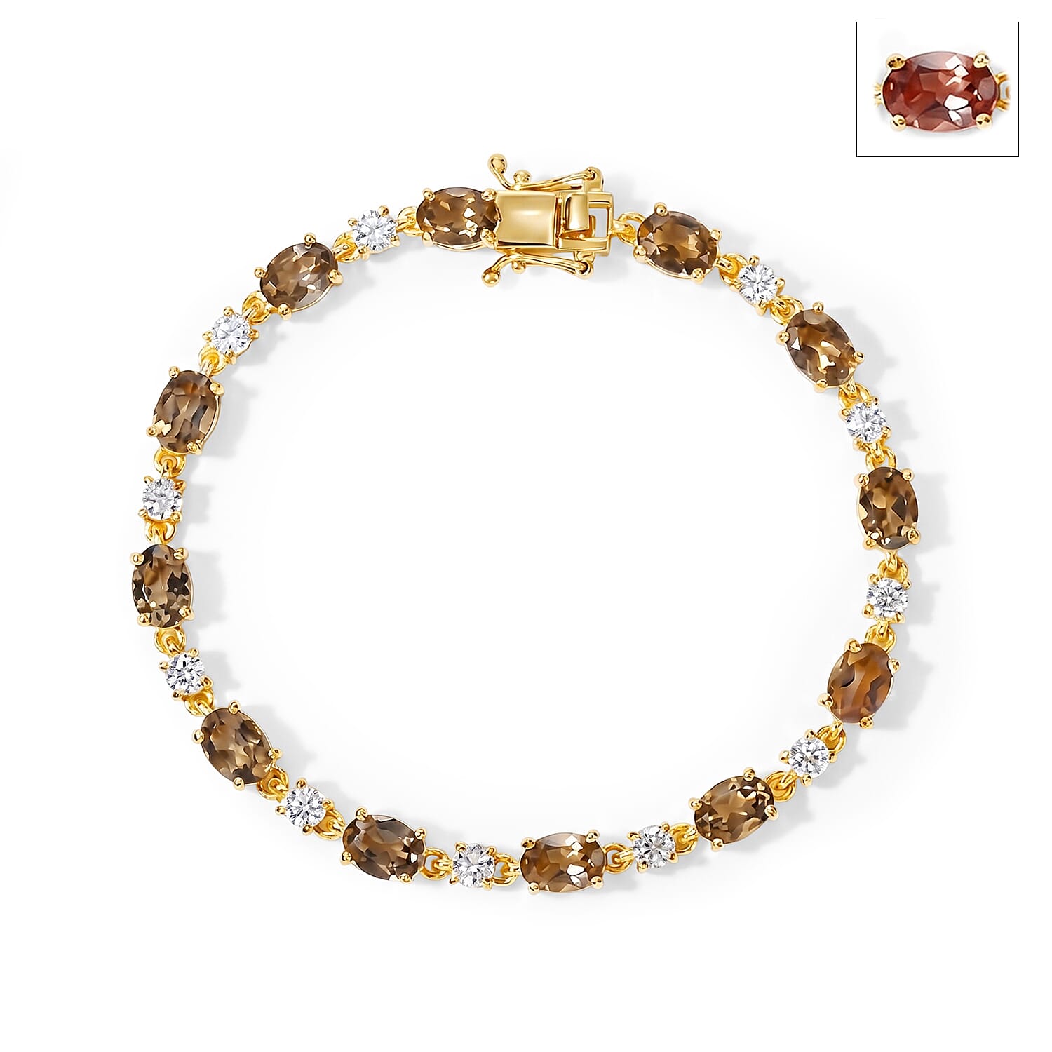 EverTrue Autumn Alexite and Moissanite 9.60 ctw Fireline Bracelet in 18K YG Plated (6.50 In)
