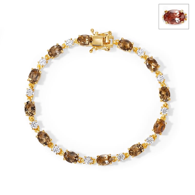 EverTrue Autumn Alexite and Moissanite 9.60 ctw Fireline Bracelet in 18K YG Plated (6.50 In)