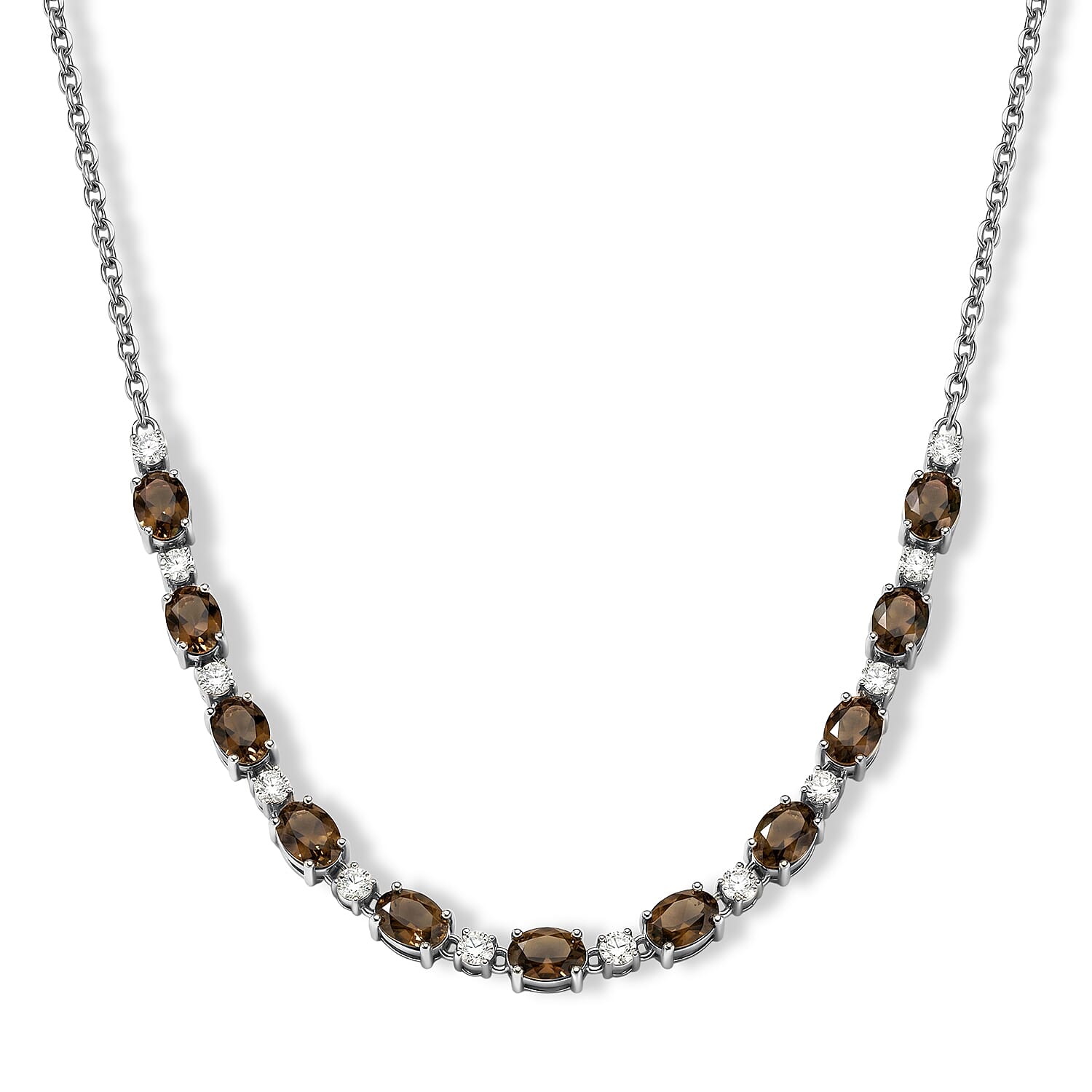 EverTrue Autumn Alexite and Moissanite 10.50 ctw Fireline Necklace in Platinum Bond