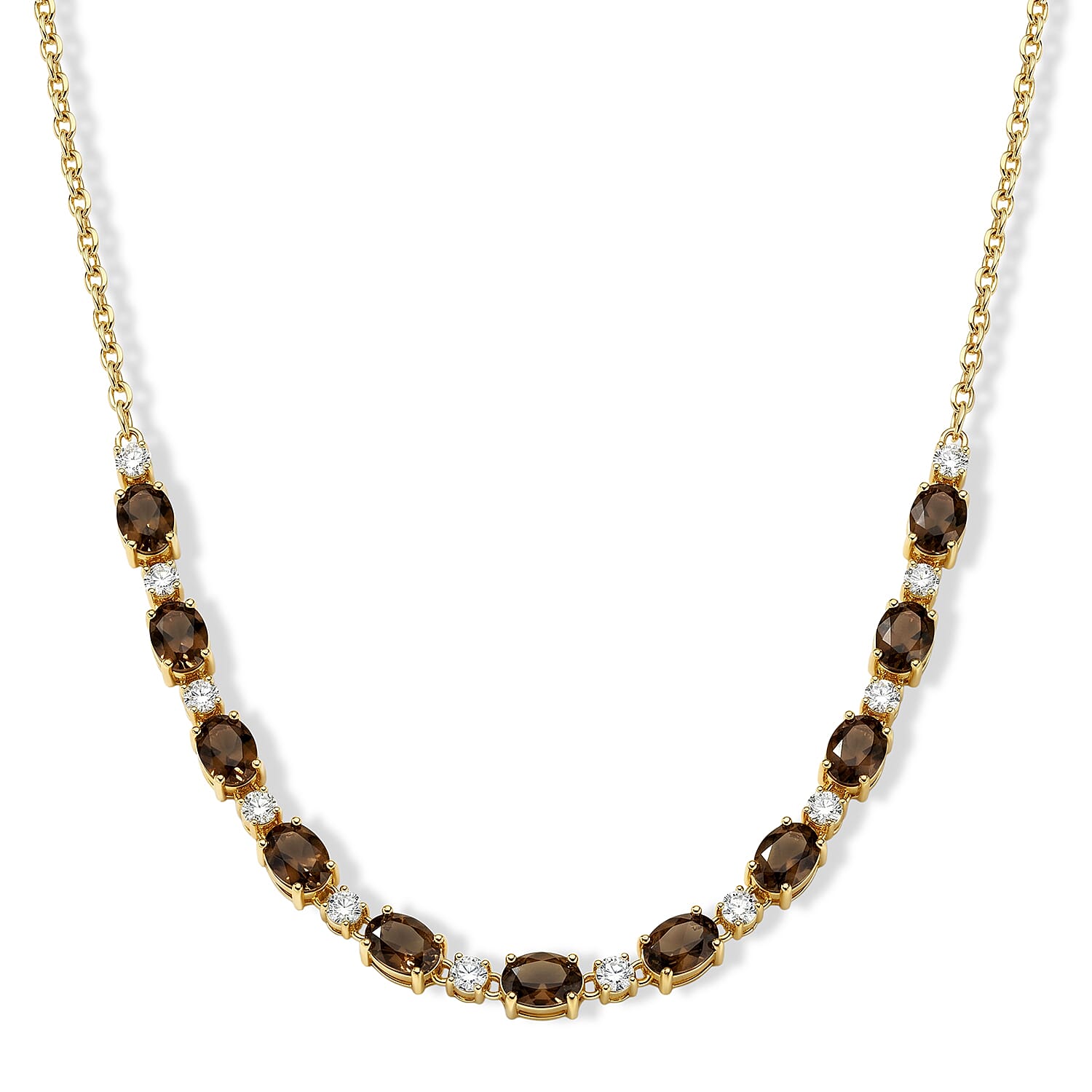 EverTrue Autumn Alexite and Moissanite 10.50 ctw Fireline Necklace in 18K YG Plated