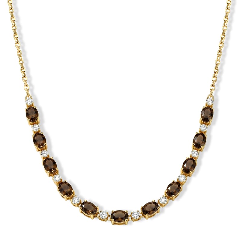 EverTrue Autumn Alexite and Moissanite 10.50 ctw Fireline Necklace in 18K YG Plated